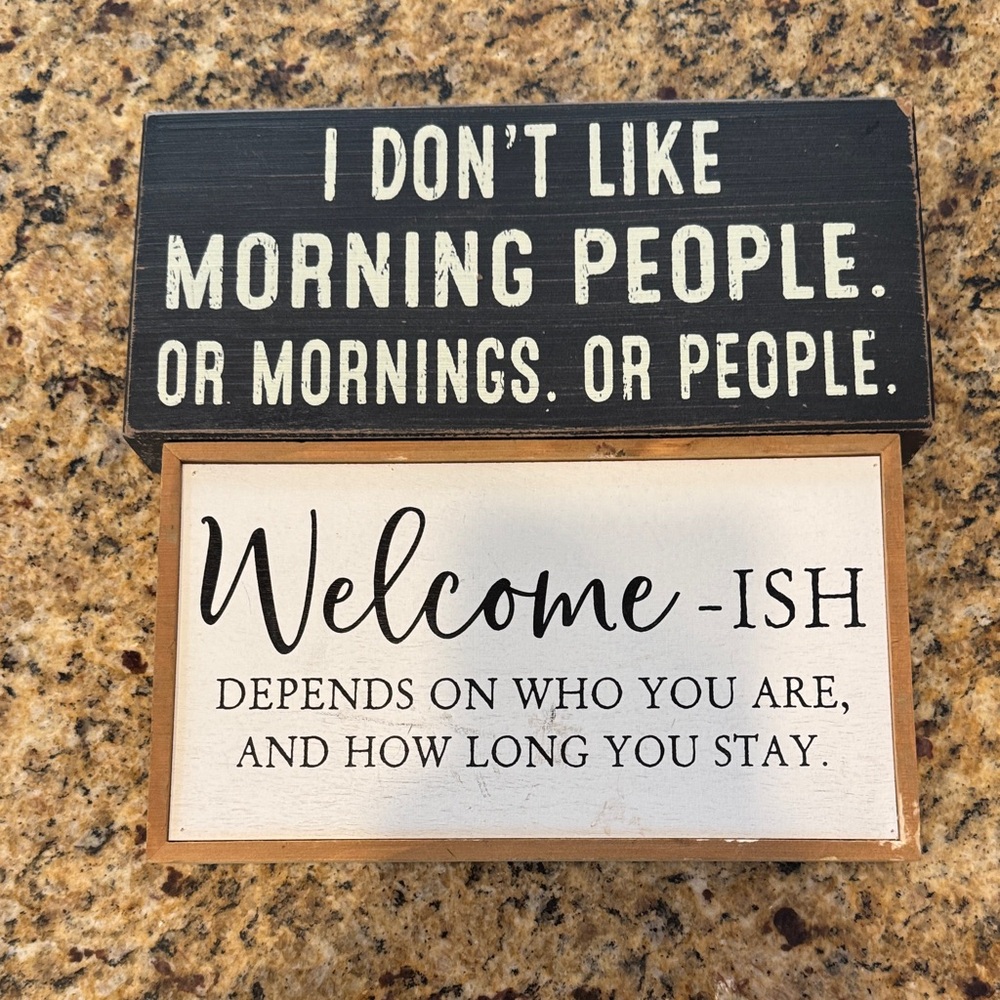 Funny Wooden Wall Signs - Black & White Welcome-ish (lot of 2)